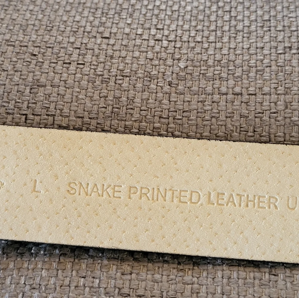 Tre Vero Large Black/Gray Snake Printed  Leather Belt